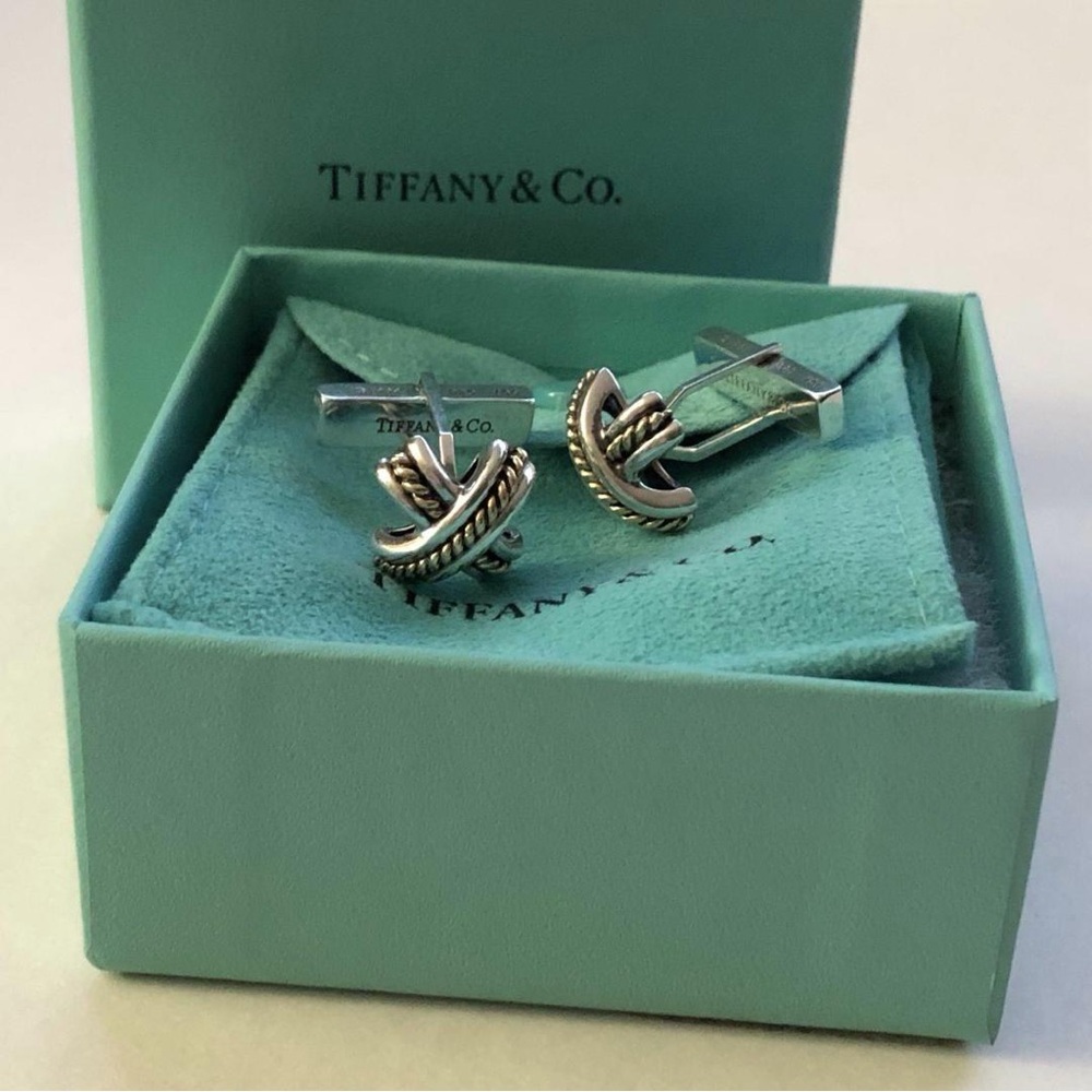 TIFFANY & Co. Signature X Cufflinks in Sterling/18k Yellow Gold